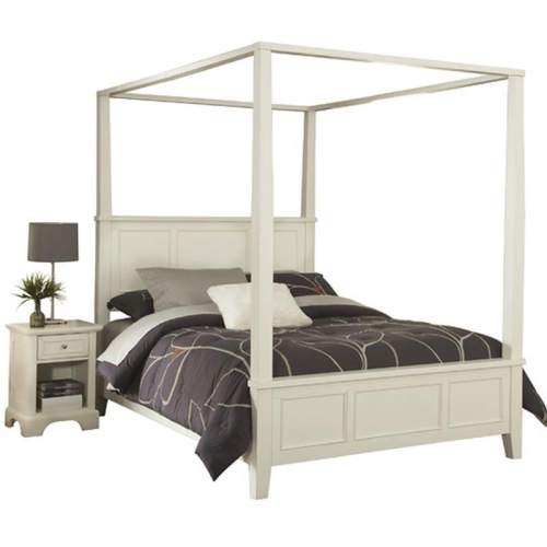 HOMESTYLES  Naples Off Wood Queen Bed And Nightstand In White