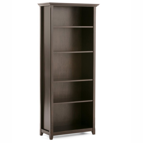 PEMBERLY ROW  Modern Solid Wood 70" Tall 5-Shelf Bookcase In Hickory Brown