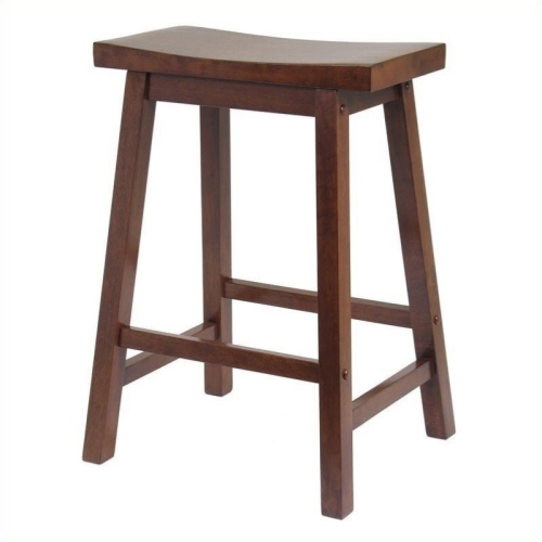 Walnut saddle store counter stool