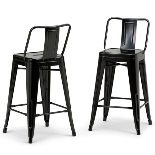 Image 1 de 7.. Tabouret de comptoir en métal contemporain de 24 po Pemberly Row noir