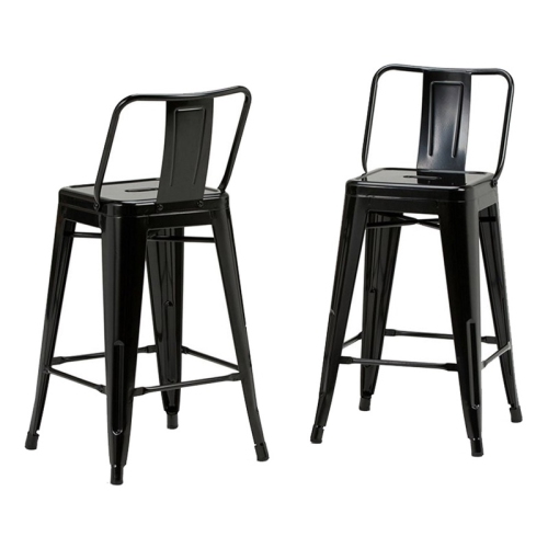 Tabouret de comptoir en métal contemporain de 24 po Pemberly Row noir