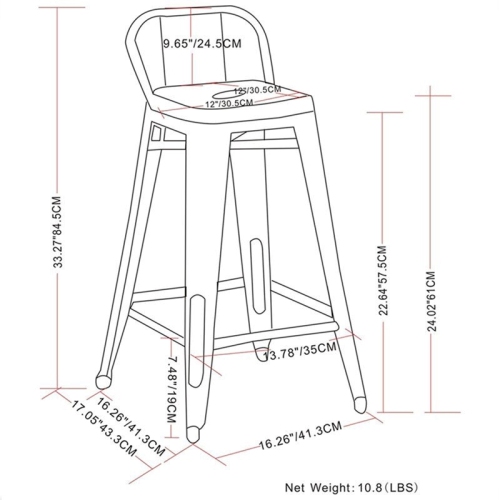 Tabouret de comptoir en métal contemporain de 24 po Pemberly Row noir