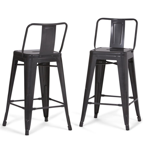 PEMBERLY ROW  Contemporary 24" Metal Counter Stool In (Set Of 2) In Gray