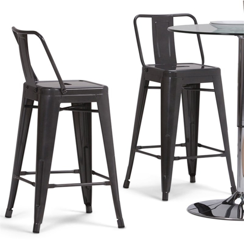 Pemberly Row Contemporary 24" Metal Counter Stool in Gray