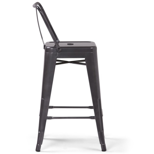 Pemberly Row Contemporary 24" Metal Counter Stool in Gray