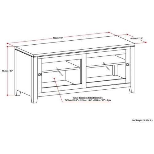 Trent Home Wood 48"W TV Media Stand For TVs upto 50" in Mahogany Brown