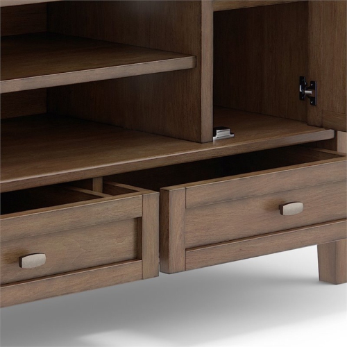 Pemberly Row Farmhouse Wood 47" TV Media Stand in Rustic Natural Brown