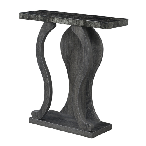 PEMBERLY ROW  Modern Console Table In Weathered Gray And Faux Black Marble Wood