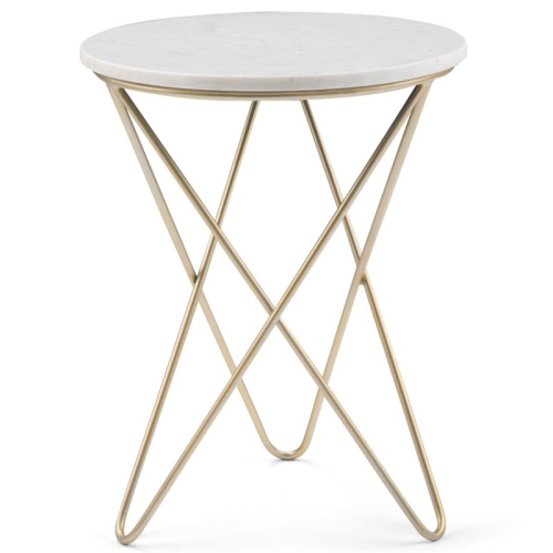 PEMBERLY ROW  Modern 18 " Metal Accent Side Table In White And Gold