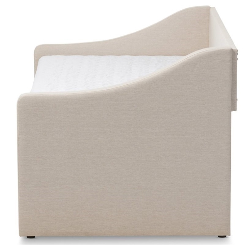 Bowery Hill Upholstered Daybed with Trundle in Beige