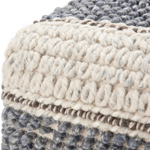 Trent Home Boho Square Pouf in Blue and Natural Handloom Woven