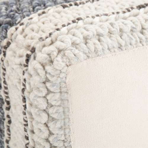 Trent Home Boho Square Pouf in Blue and Natural Handloom Woven