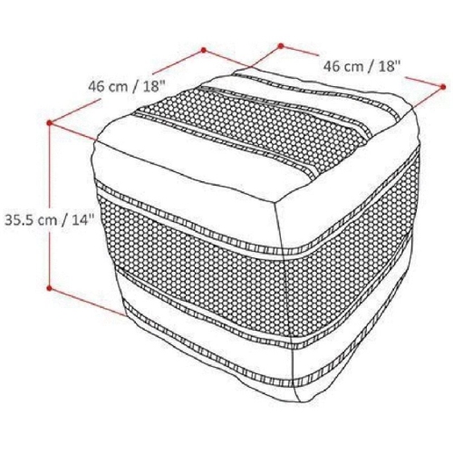 Trent Home Boho Square Pouf in Blue and Natural Handloom Woven