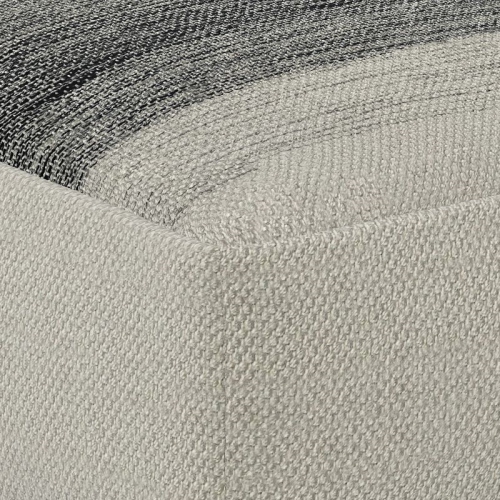 Pemberly Row Modern Boho Square Fabric Woven Pouf in Gray and White