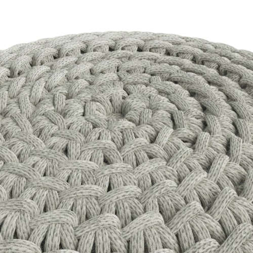 Pemberly Row Modern Boho Round Knitted Fabric Pouf in Light Gray