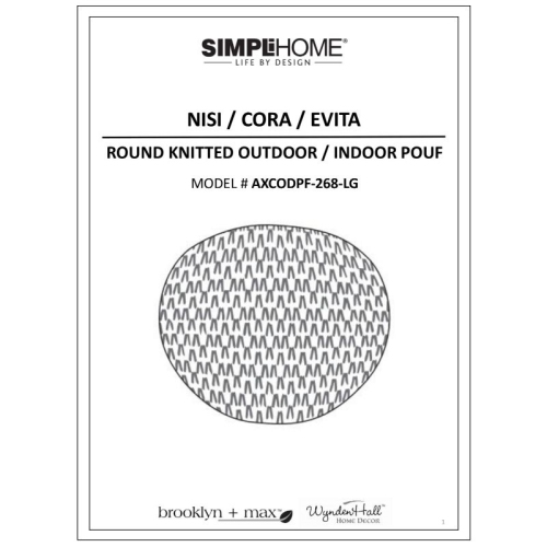 Pemberly Row Modern Boho Round Knitted Fabric Pouf in Light Gray