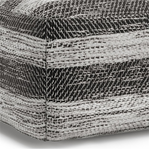 Pemberly Row Transitional Boho Square Fabric Pouf in Gray Melange Cotton