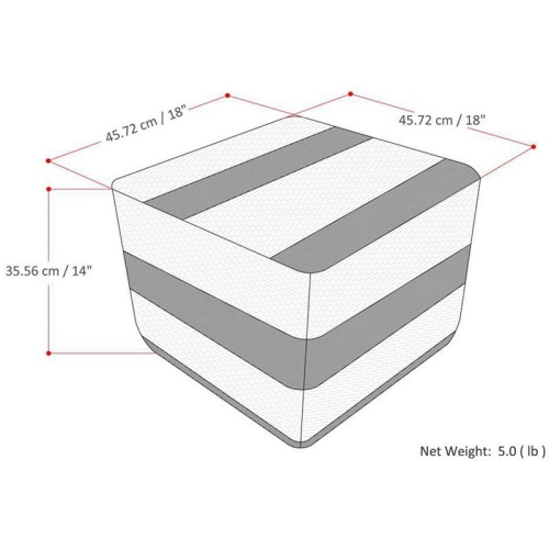 Pemberly Row Transitional Boho Square Fabric Pouf in Gray Melange Cotton