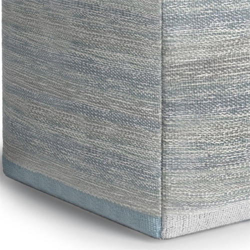 Trent Home Boho Cube Pouf in Blue Melange Cotton