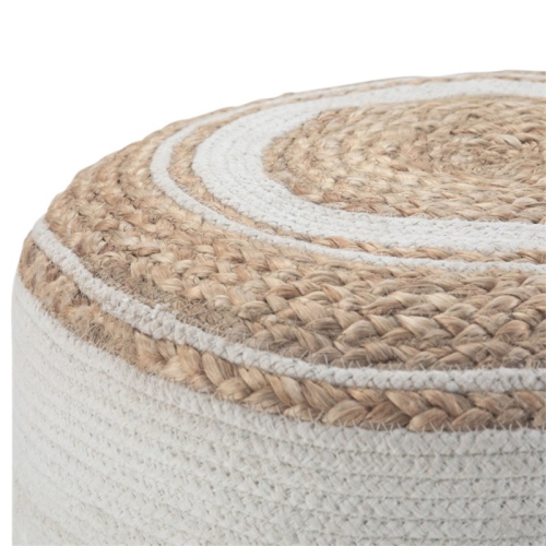 Trent Home Boho Round Braided Pouf in Natural Cotton