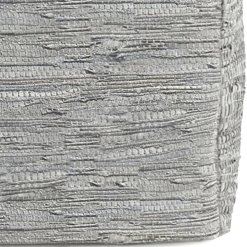 Pemberly Row Transitional Genuine Leather Boho Square Pouf in Cream