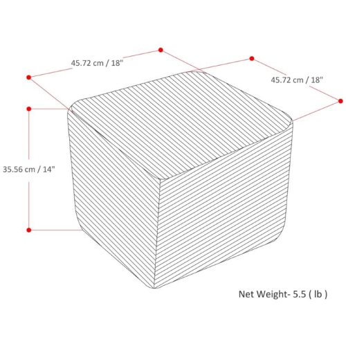 Pemberly Row Transitional Genuine Leather Boho Square Pouf in Cream