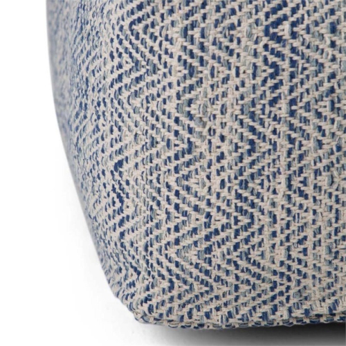 Trent Home Boho Square Pouf in Patterned Denim Blue Melange Cotton