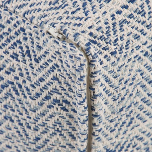 Trent Home Boho Square Pouf in Patterned Denim Blue Melange Cotton