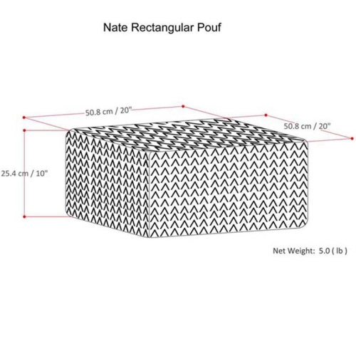 Trent Home Boho Square Pouf in Patterned Denim Blue Melange Cotton