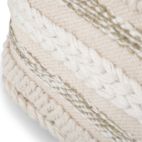 Pemberly Row Boho Square Pouf in Natural Handloom Woven Pattern