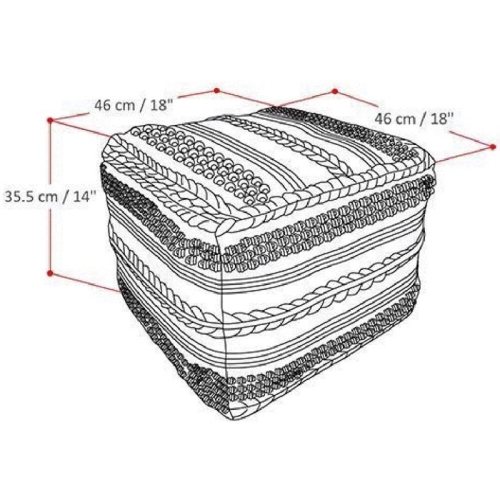 Pemberly Row Boho Square Pouf in Natural Handloom Woven Pattern