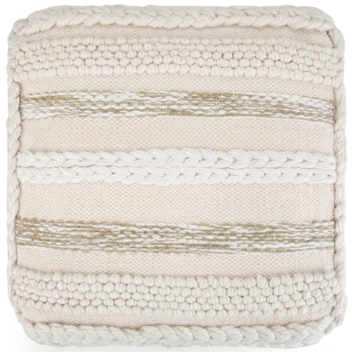 Pemberly Row Boho Square Pouf in Natural Handloom Woven Pattern