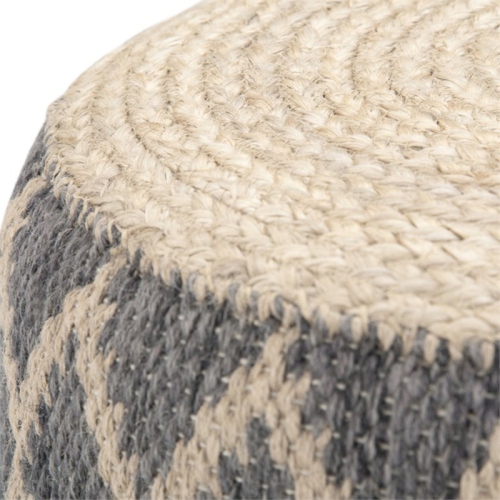 Trent Home Boho Round Pouf in Gray and Natural Woven Braided Jute