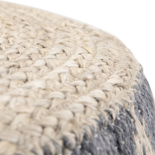 Trent Home Boho Round Pouf in Gray and Natural Woven Braided Jute