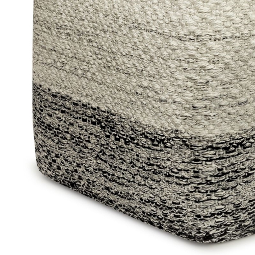 Pemberly Row Modern Boho Square Woven Pouf in Gray and White