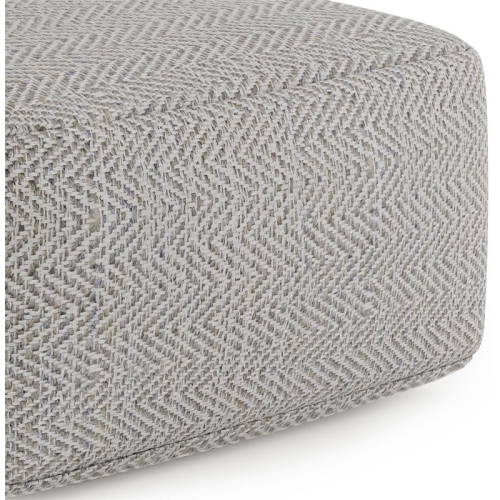 Trent Home Boho Square Pouf in Patterned Gray Melange Cotton
