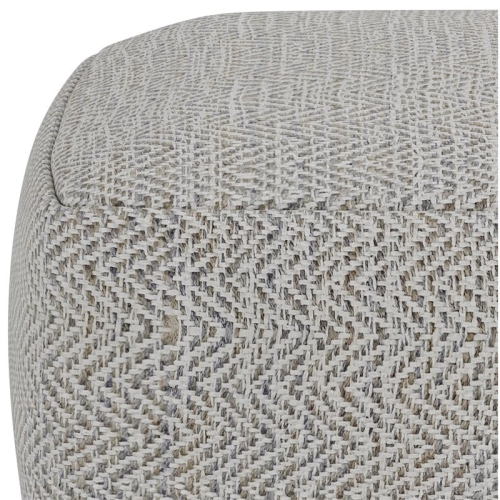 Trent Home Boho Square Pouf in Patterned Gray Melange Cotton
