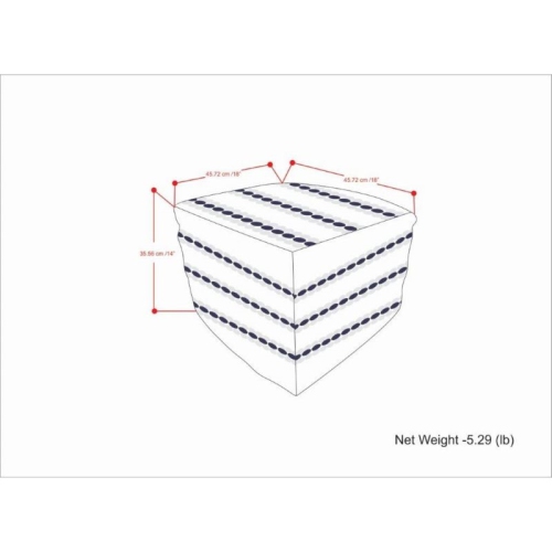 Pemberly Row Modern Fabric Boho Square Woven Pouf in Navy and White