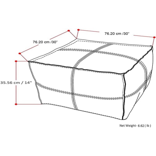 Trent Home Boho Large Square Coffee Table Pouf in Distressed Brown Faux Leather