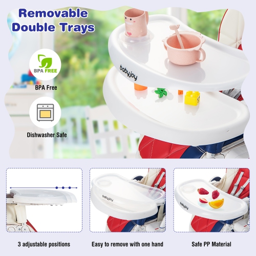 Babyjoy Baby High Chair Foldable Feeding Chair w/ 4 Lockable Wheels Pink\Black\Colorful\Green