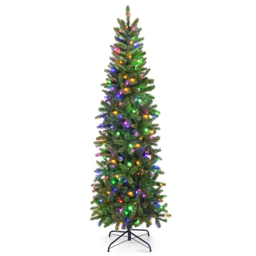 Costway 6FT Pre-Lit Hinged Artificial Christmas Tree w/ 648 Tips & 270 Multicolor Lights