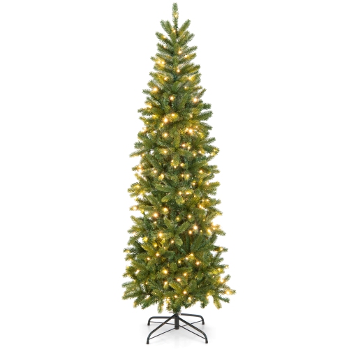 Costway 6FT Pre-Lit Hinged Artificial Christmas Tree w/ 648 Tips & 270 Multicolor Lights