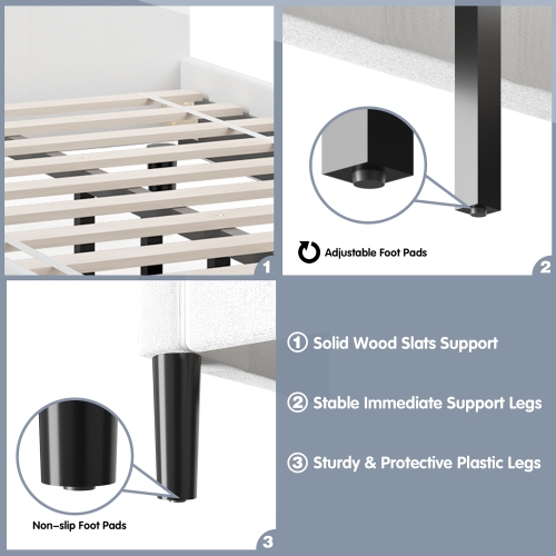 Costway Twin Upholstered Bed Frame Button Tufted Headboard Mattress Foundation