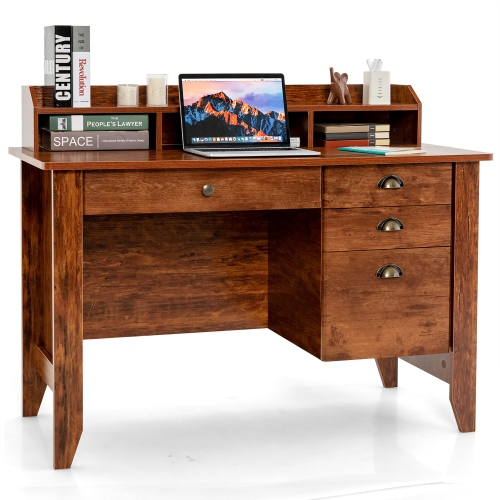 Costway Computer Desk PC Laptop Writing Table Workstation Student Study Furniture Rustic Best Buy Canada