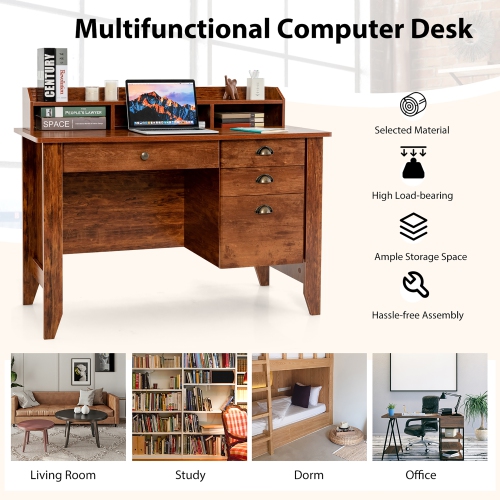 Costway Computer Desk PC Laptop Writing Table Workstation Student Study Furniture Rustic