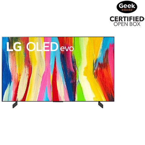 Image 1 de 1.. Boîte ouverte - Téléviseur intelligent webOS Evo ThinQ AI HDR DELO UHD 4K de 42 po de LG - 2022 - Argenté titane foncé