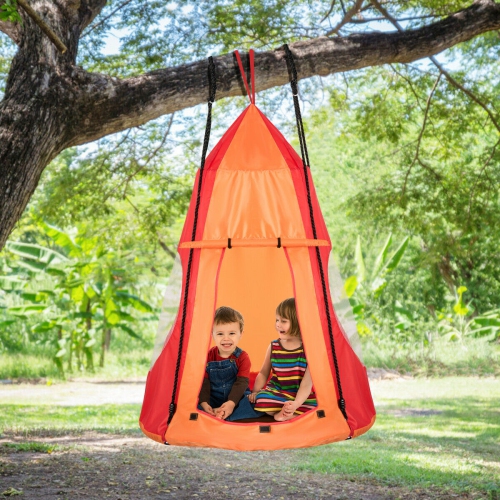 Gymax 40'' Kids Hanging Chair Swing Tent Set Hammock Nest Pod Seat