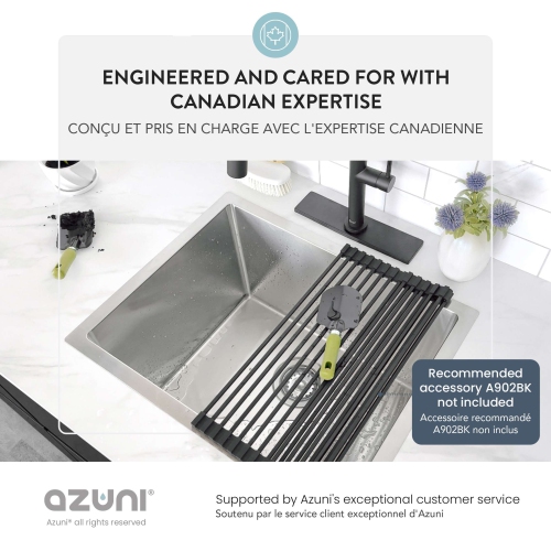 AZUNI Calais Dual Mount 22" Single-Bowl Stainless Steel Utility Laundry Sink C122