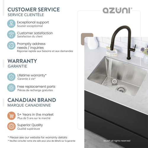 AZUNI Calais Dual Mount 22" Single-Bowl Stainless Steel Utility Laundry Sink C122