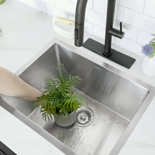 AZUNI Calais Dual Mount 22" Single-Bowl Stainless Steel Utility Laundry Sink C122